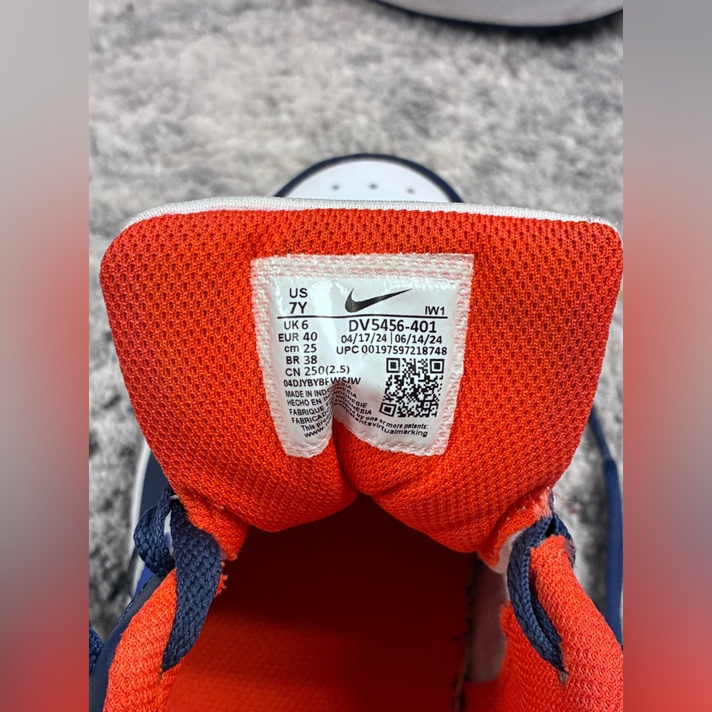 Sz. 7Y “Big Boys”Nike Court Borough Navy / Orange Light Silver Hyper Royal - Picture 13 of 15